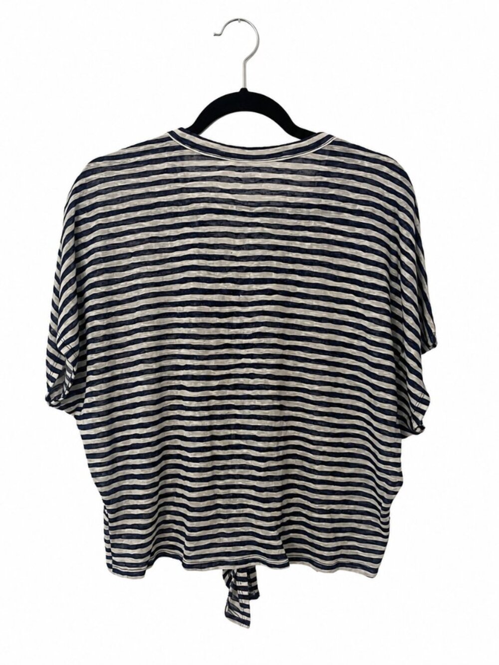 a.n.a. Navy White Striped Tie Front Dolman Top Women’s Large Oversized - Picture 3 of 3